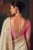 Off-White Silk Saree with Heavy Border Contrast Pink Blouse