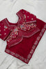 Wine Purple Georgette Saree Stone Embroidered Border Designer Blouse