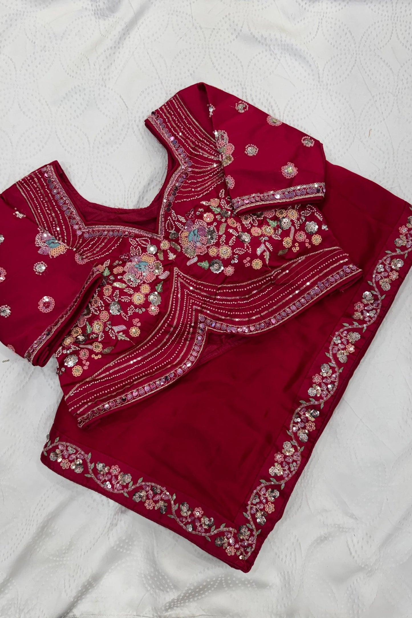 Wine Purple Georgette Saree Stone Embroidered Border Designer Blouse