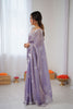 Lavender Organza Saree with Floral Work Party Wear Saree