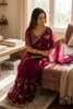 Rani Pink Organza Saree Heavy Sequins Embroidery Designer Blouse