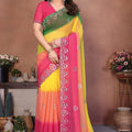 Multicolor Georgette Saree with Embroidered Border Work