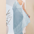 Elegant Pastel Blue Floral Printed Saree Party Wear Saree
