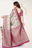 Maroon and Beige Banarasi Silk Saree with Rich Zari Woven Design