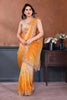 Mustard Yellow Embroidered Organza Silk Saree Designer Border