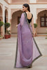 Lavender Organza Saree Designer Embroidered Border Sleeveless Blouse