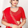 Red Silk Saree with Rich Golden Zari Border Designer Saree