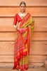 Mustard Yellow and Red Patola Print Silk Saree