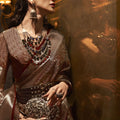 Wine Brown Banarasi Silk Saree with Rich Silver Zari Weaving Designer Border
