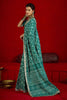 Teal Bandhej Print Designer Saree Matching Blouse Festive Wear