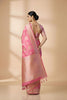 Rose Pink Silk Saree with Gold Zari Floral Weaving Traditional Wear Saree