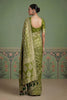 Olive Green Heavy Embroidered Banarasi Silk Saree