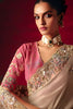 Designer Beige Silk Saree with Heavy Sequin Embroidery Border