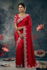 Red Silk Designer Saree with Heavy Floral Embroidered Border