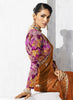 Rust Orange Silk Saree with Golden Pink Designer Blouse