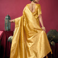 Mustard Yellow Banarasi Silk Saree Rich Golden Zari Weaving Blouse