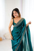 Teal Green Designer Georgette Saree with Heavy Golden Embroidered Border