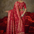 Maroon Red Banarasi Silk Saree Rich Gold Zari Weaving Embroidered Blouse