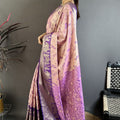 Pink Purple Kanjivaram Silk Saree Traditional Zari Woven Saree