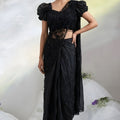 Black Sequins Embroidered Ready to Wear Designer Saree