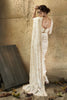 Festive White Velvet Satin Saree with Beads Sequins Zari Work for Women