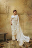 Festive White Velvet Satin Saree with Beads Sequins Zari Work for Women