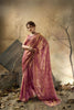 Beautiful Rani Pink Velvet Satin Beads Sequins Zari Work Saree for Women