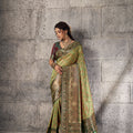 Graceful Pista Green Banarasi Silk Saree Meenakari Zari Woven for Women