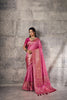 Premium Pink Banarasi Silk Saree Meenakari Zari Woven Border for Women