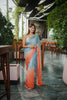 Sky Blue Peach Ombre Sequins Saree Designer Party Wear