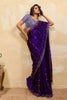Royal Purple Silk Saree with Gold Zari Embroidery Designer Blouse 
