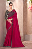 Rani Pink Designer Silk Saree Heavy Embroidered Blouse Lace Border
