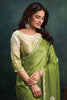 Olive Green Georgette Designer Saree Embroidered Border