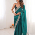 Teal Green Organza Saree with Designer Embroidered Border 
