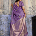 Premium Lavender Banarasi Silk Saree with Rich Zari Woven Border
