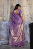 Premium Lavender Banarasi Silk Saree with Rich Zari Woven Border