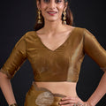 Rich Mustard Gold Tissue Silk Saree with Zari Polka Butti Work