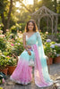 Sky Blue Pink Ombre Designer Saree with Sequin Embroidered Border