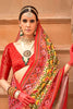 Mustard Yellow and Red Patola Print Silk Saree