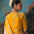 Ivory Mustard Yellow Embroidered Silk Saree with Zari Work