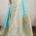 Sky Blue Banarasi Silk Saree with Zari Weaving Rich Designer Pallu