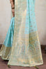 Sky Blue Banarasi Silk Saree with Zari Weaving Rich Designer Pallu