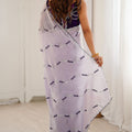 Lavender Tissue Silk Saree Purple Embroidered Sequin Designer Blouse