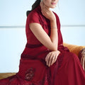 Red Embroidered Georgette Saree with Designer Blouse