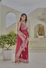 Rose Pink Georgette Saree Heavy Embroidered Border Designer Blouse
