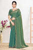 Sea Green Dual Tone Silk Saree Zari Embroidered Border Buti Work
