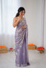 Lavender Organza Saree with Floral Work Party Wear Saree