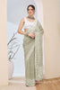 Elegant Sage Green Floral Printed Saree  Party Wear Saree