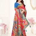 Rani Pink Multicolor Printed Saree with Designer Saree