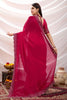 Designer Rani Pink Georgette Saree with Embroidered Border Blouse